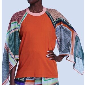 Rosetta Getty Handkerchief Sleeves Crewneck Top